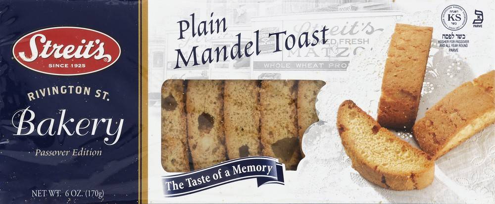 Streits Bakery Passover Edition Mandel Toast, Plain, Kosher