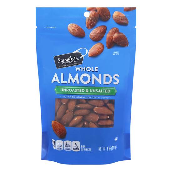 Signature Select Unroasted & Unsalted Whole Almonds (6 oz)