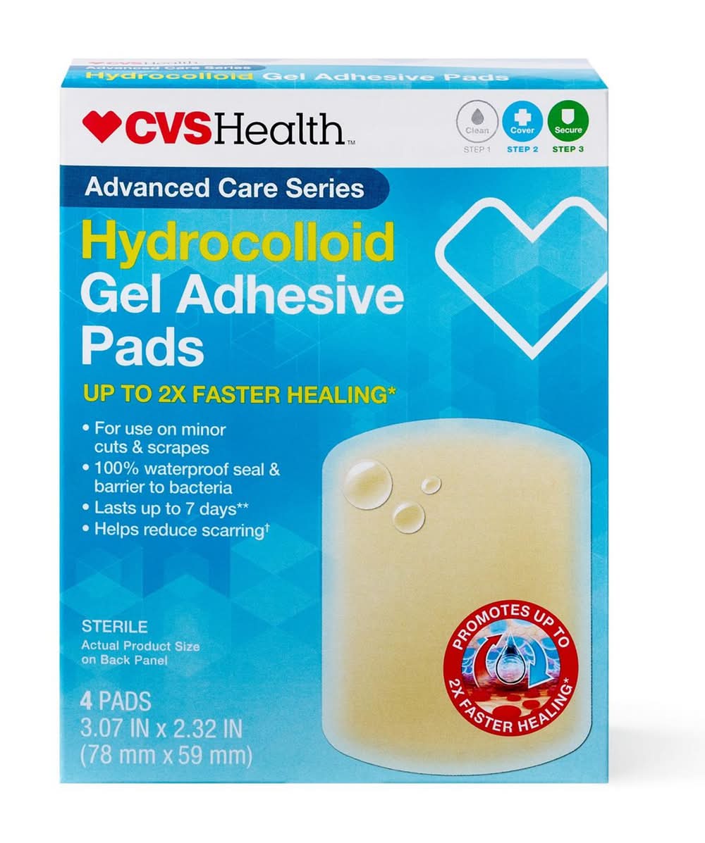CVS Health Hydrocolloid Gel Adhesive Pads, 3.07x2.32 in (4 ct)