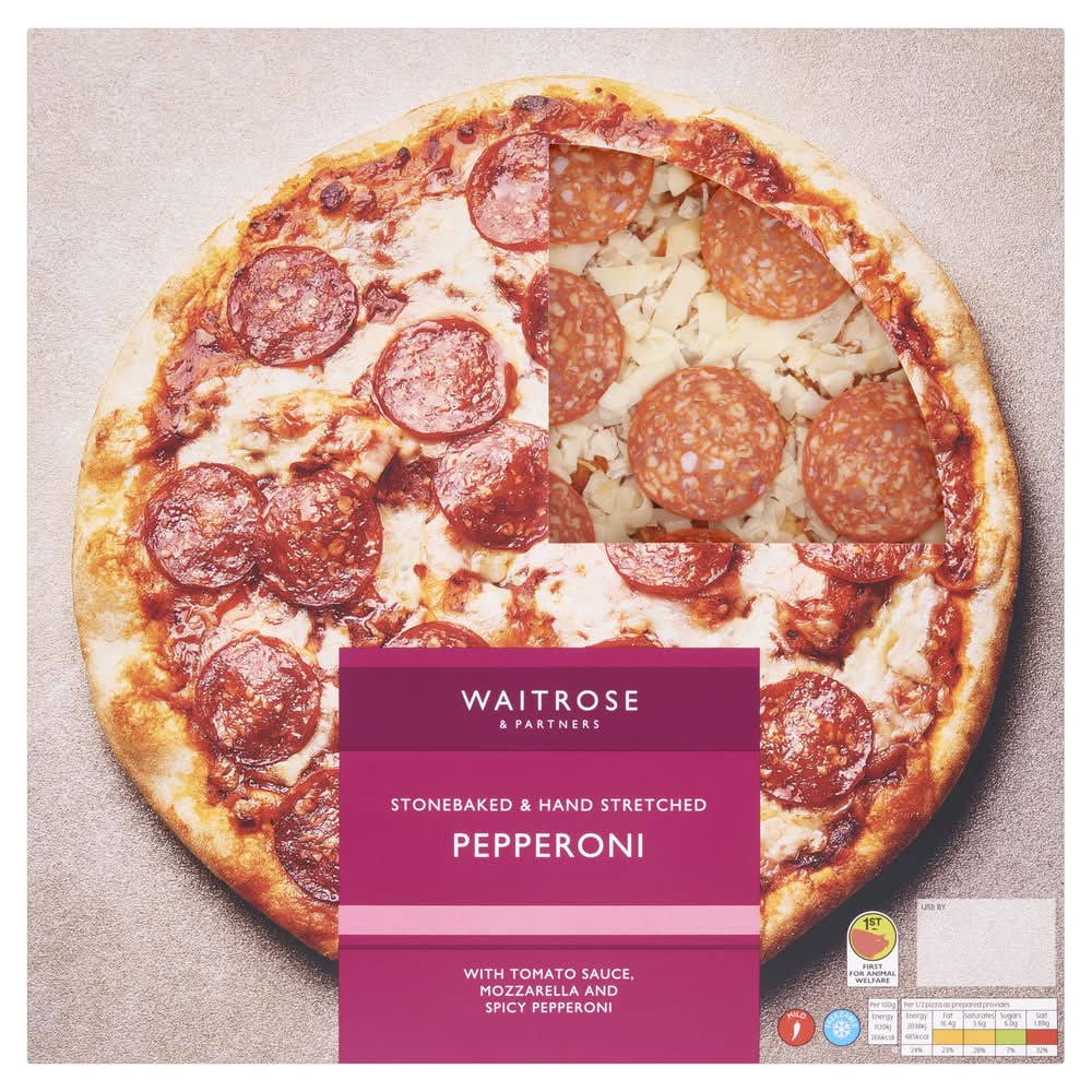 Waitrose & Partners Pepperoni, Stonebaked & Hand Stretched Pizza (385g)