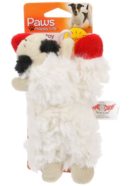 Paws Happy Life Lamb Chop Dog Toy, Red - White