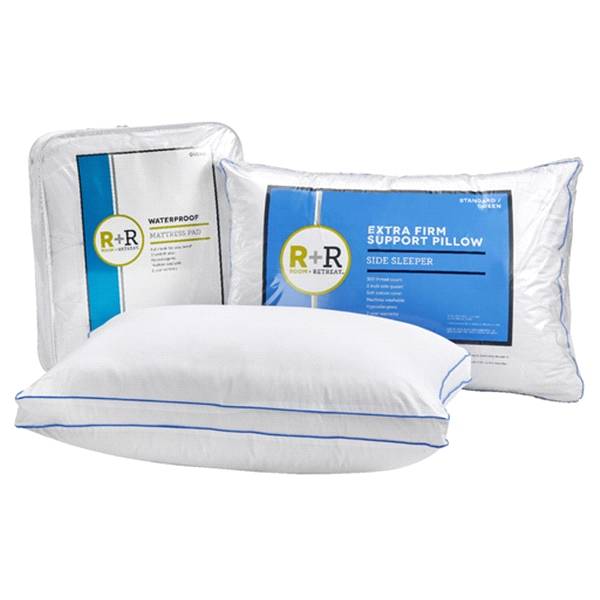 R+R Extra Firm Support Side Sleeper Pillow, Standard/Queen