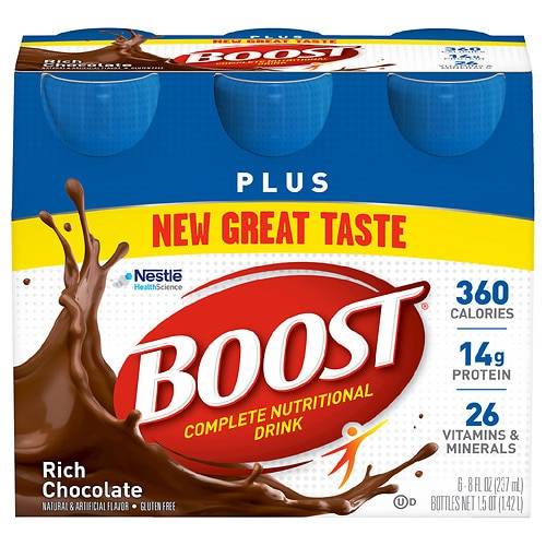 Boost Plus Complete Nutritional Drink Rich Chocolate - 8.0 oz x 6 pack