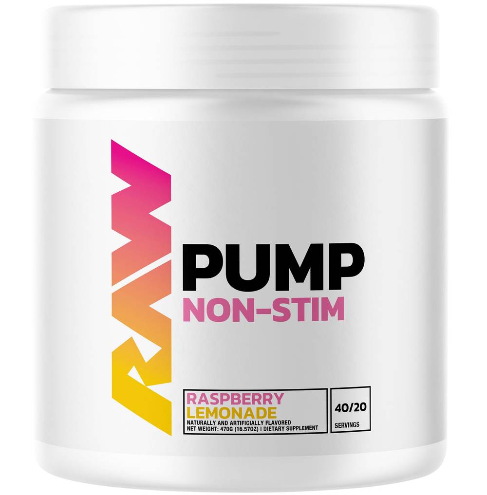 RAW Pump Non Stim Powder, Raspberry Lemonade (16.57 oz)