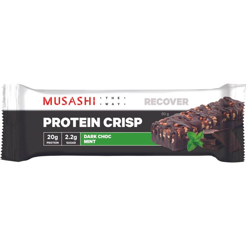 Musashi Protein Crisp Dark Choc Mint Bar 60g
