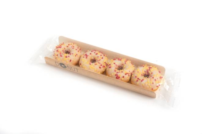 Nobrand - Mini donuts avec coating blanc et décor tutti frutti (4 pièces)