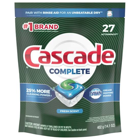 Cascade Complete Actionpacs Fresh Scent Dishwasher Detergent (27 ct)