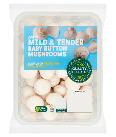 ASDA Mild & Tender Baby Button Mushrooms (200g)