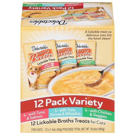 Delectables Savory Broths Variety pack Cat Treats (12 ct)