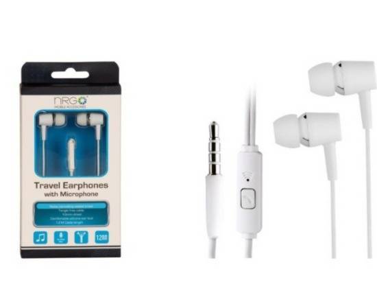 NRG Travel Earphones With Microphone