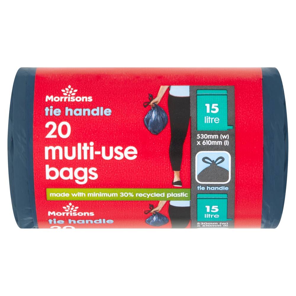 Morrisons Size 530 mm*610 mm, Tie Handle 15 Litre Multi Use Bags (20 pack)