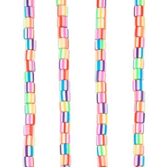 Multicolor Striped Clay Tube Beads, 5.8Mm By Bead Landing