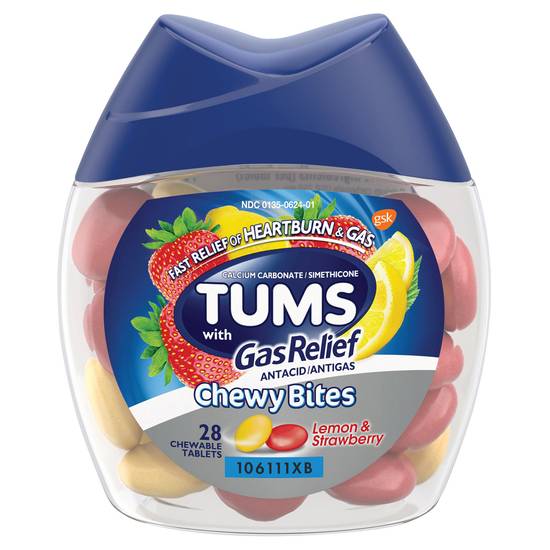 Tums Lemon & Strawberry Gas Relief Chewable Tablets (28 ct)