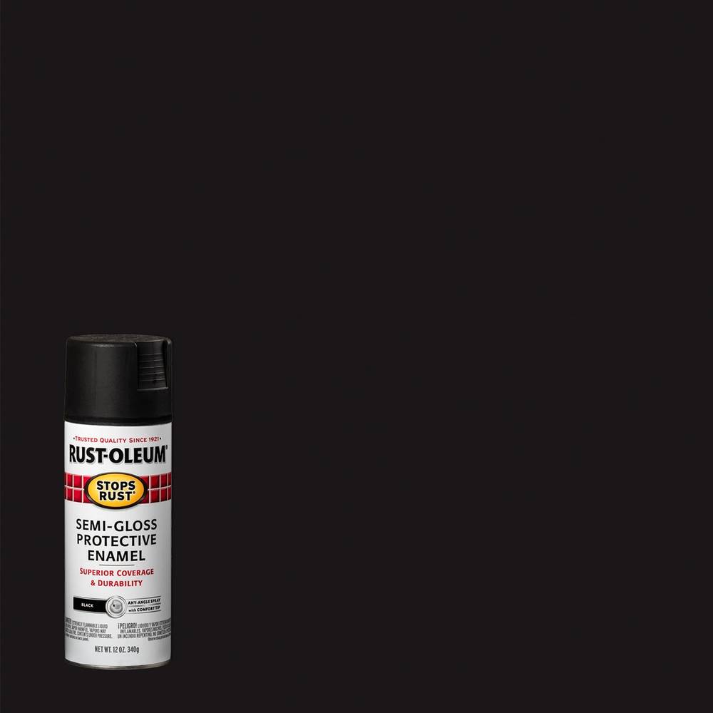 Rust-Oleum Stops Rust Semi-gloss Black Spray Paint (NET WT. 12-oz) | 7798830