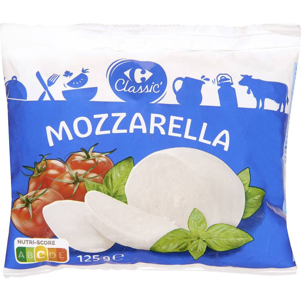 Mozzarella  CARREFOUR CLASSIC' - le sachet de 125g net égoutté