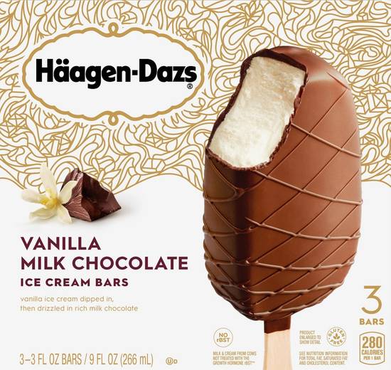 Haagen-Dazs Ice Cream Bars Vanilla Milk Chocolate (3 oz x 3 ct)