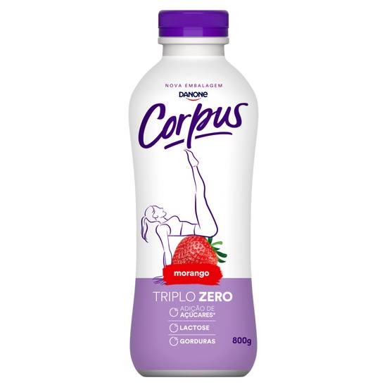 Corpus iogurte desnatado com preparado de fruta morango zero lactose (800 g)