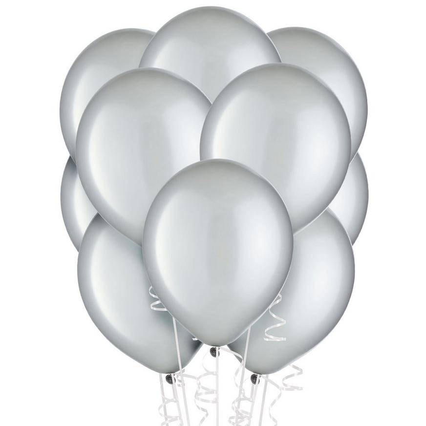 Uninflated 72ct, 12in, Silver Pearl Balloons
