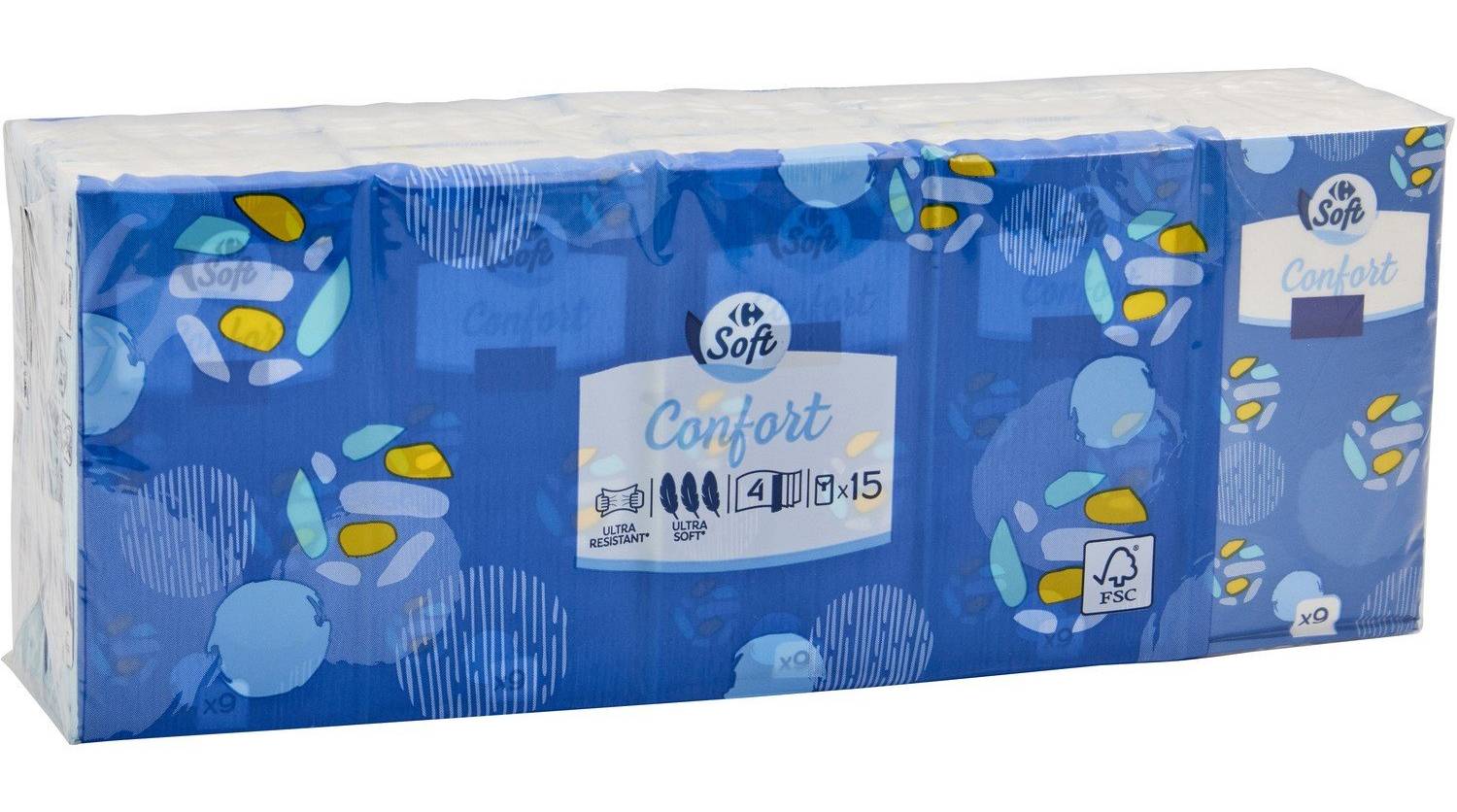 Carrefour Soft - Mouchoirs confort 4 plis super doux (15 x 9)