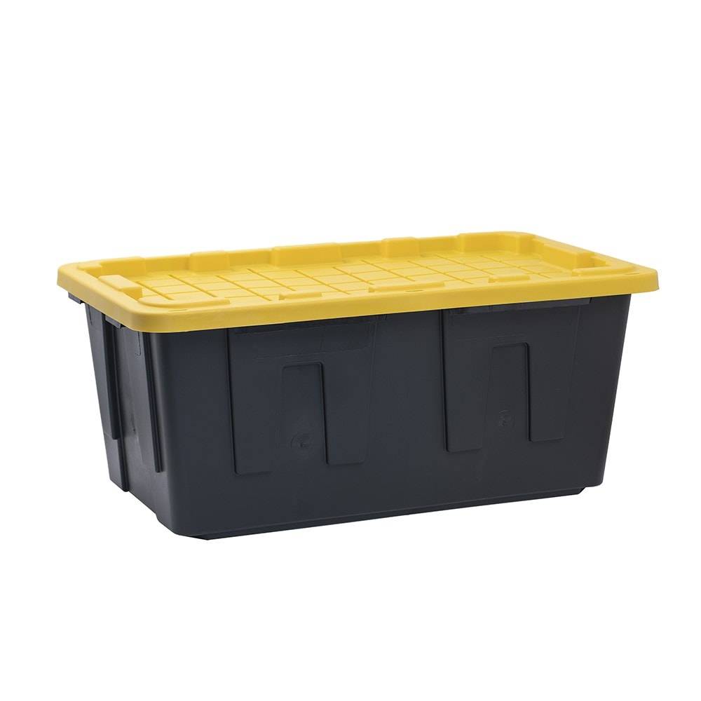 Project Source Commander X-large 40-Gallon s (160-Quart) Black and Yellow Heavy Duty Tote with Standard Snap Lid | 831514