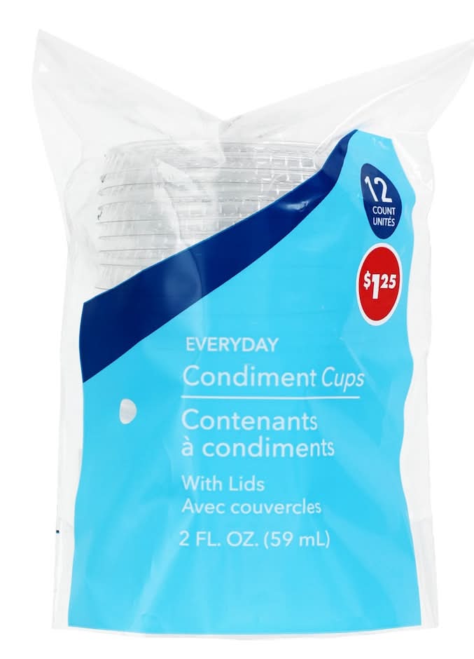 Plastic Condiment Cups With Lids 2 Floz, Clear (12 ct)