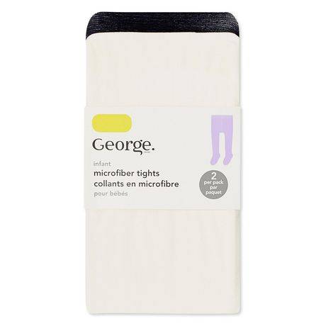 George Baby Girls'' Cotton Blend Tights 2-Pack (Color: White, Size: 3-12 Months)