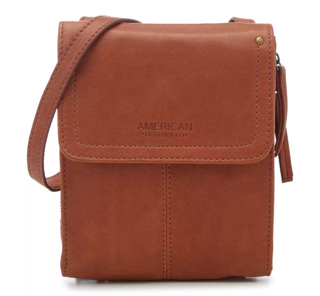 American Leather Co. Leather Crossbody Bag (Brandy Brown One Size)