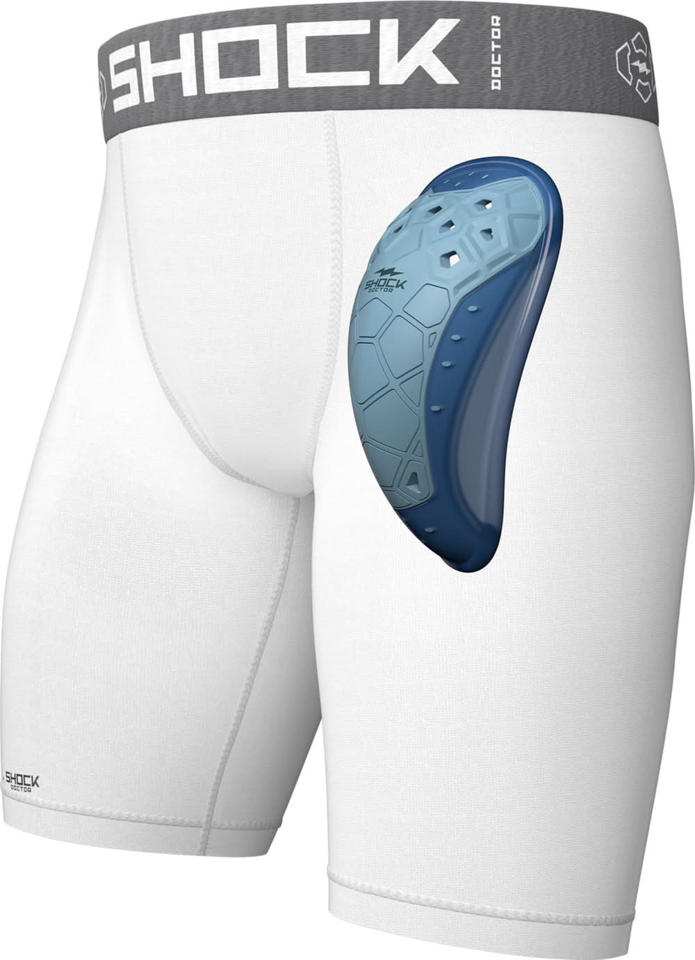 Shock Doctor Youth Core Compression Short w/ Bio-Flex 2.0 Cup (White, XL)