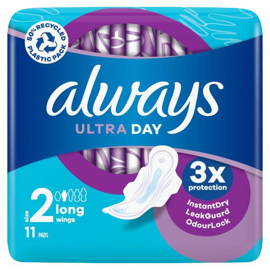 Always Ultra Sanitary Towels Long (size 2) Wings X11 Pads