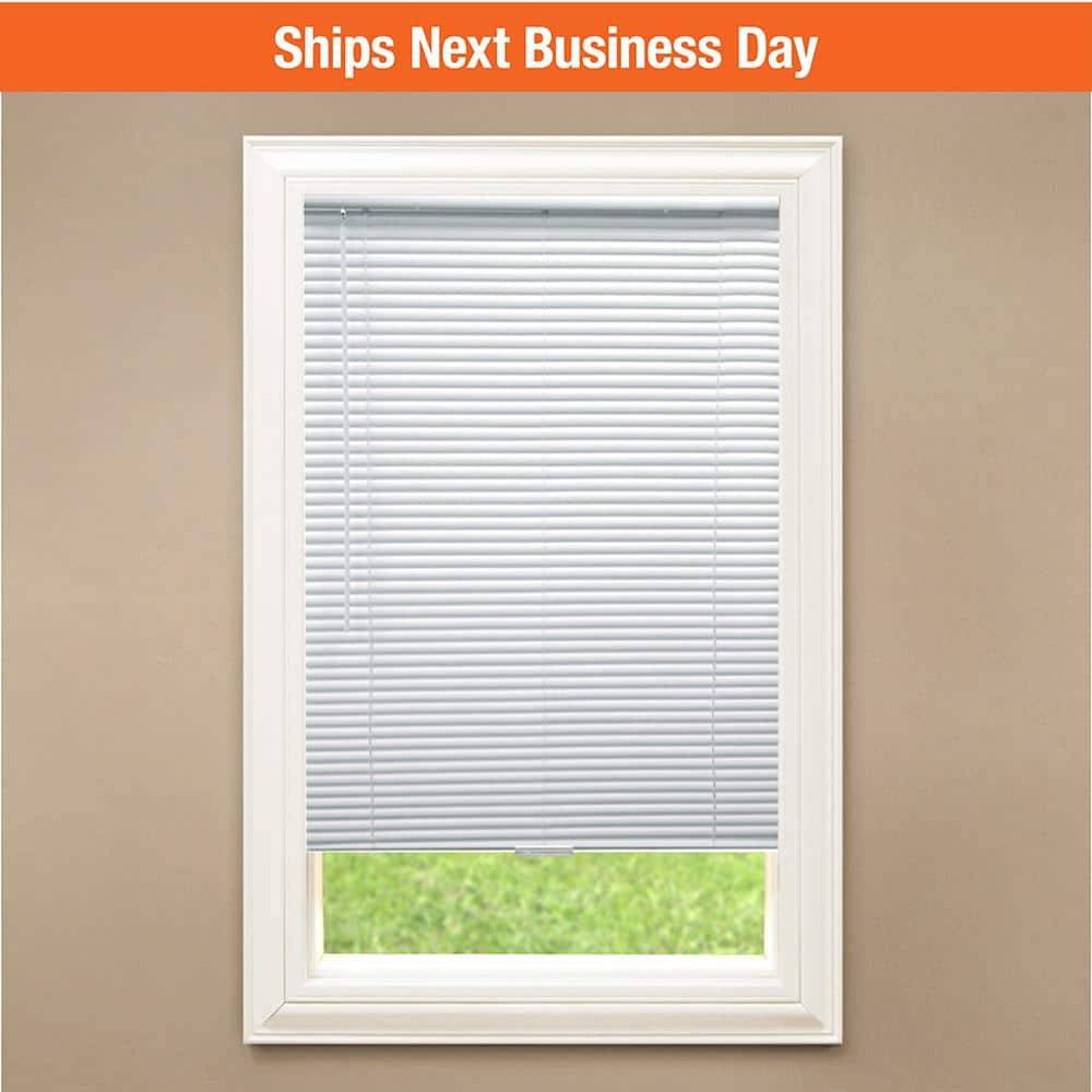 White Cordless Room Darkening Vinyl Mini Blinds With 1 In. Slats-34 In. W X 48 In. L (Actual Size 33.5 In. W X 48 In. L)