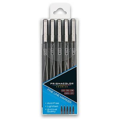 Prismacolor 14171 Premier Fine Line Illustration Marker, Assorted (5 ct)