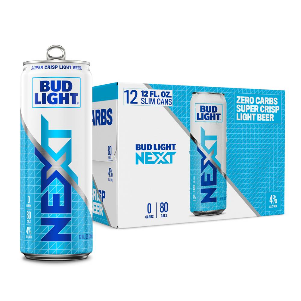 Bud Light Next Super Crisp Zero Carbs Light Beer (12 x 12 fl oz)