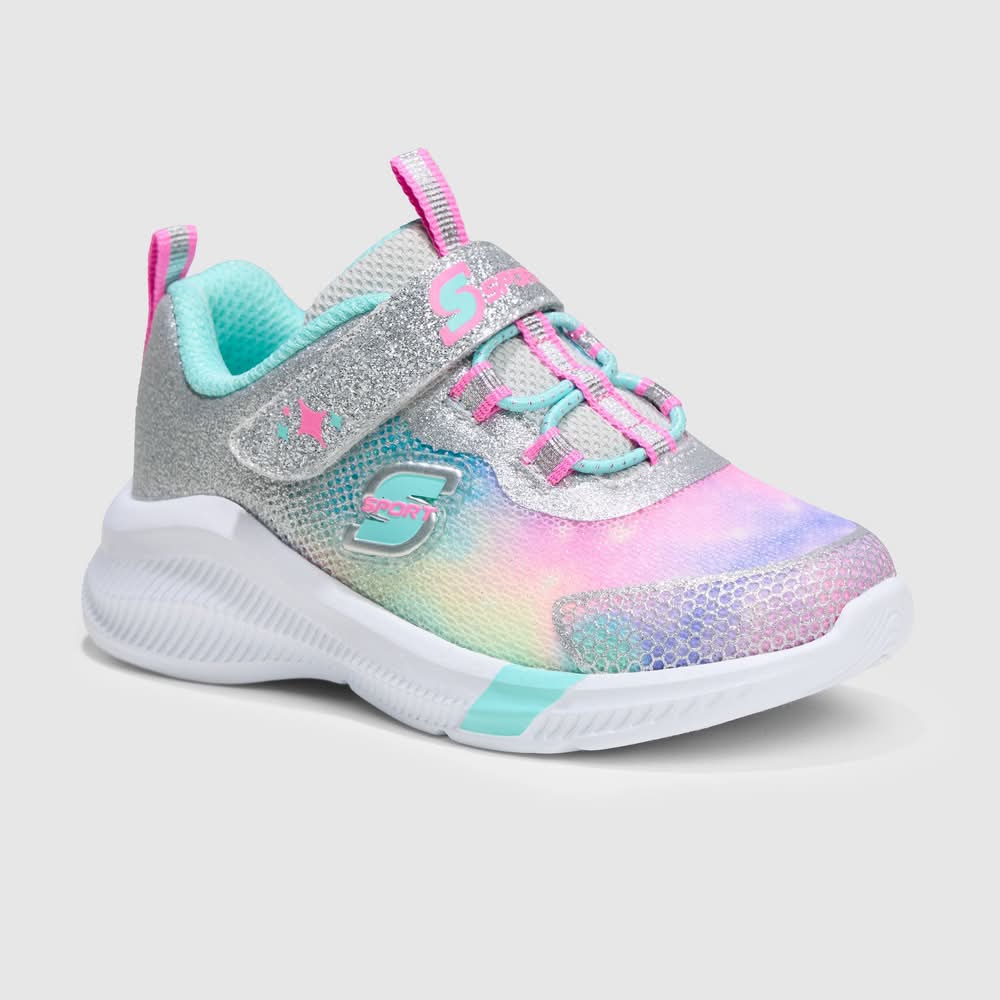 S Sport By Skechers Toddler Girls' Cora Sneakers - Silver 10T: Glitter Detail, Hook & Loop Closure, Cushioned Insole