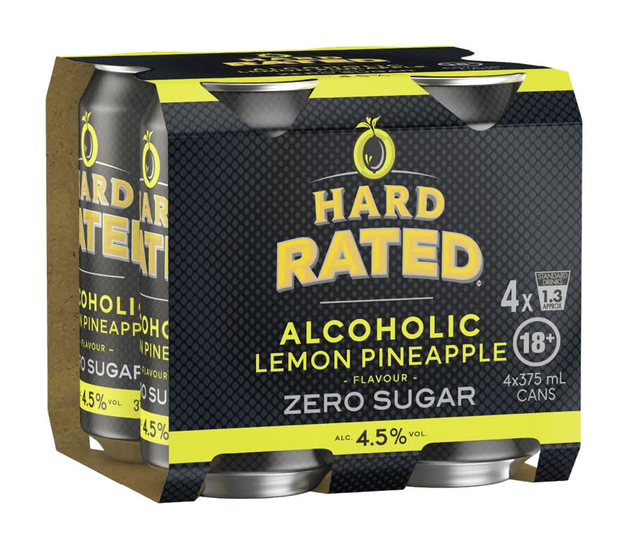 Hard Rated Zero Sugar Lemon Pineapple Cans 4x375ml