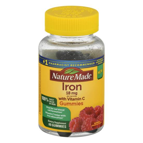 Nature Made Raspberry Iron With Vitamin C Gummies 18 mg (60 ct)