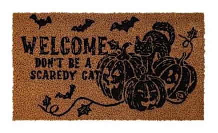 Halloween Coir Mat Scaredy Cat