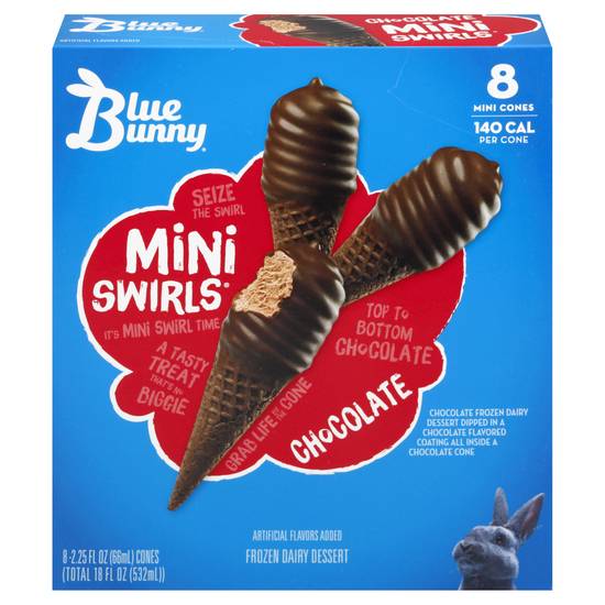 Blue Bunny Mini Swirls Chocolate Cones (8 ct)