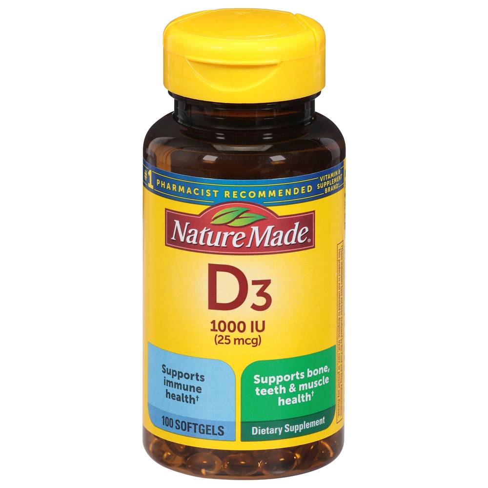 Nature Made Vitamin D3 1000 Iu 25 Mcg Dietary Supplement (100 ct)