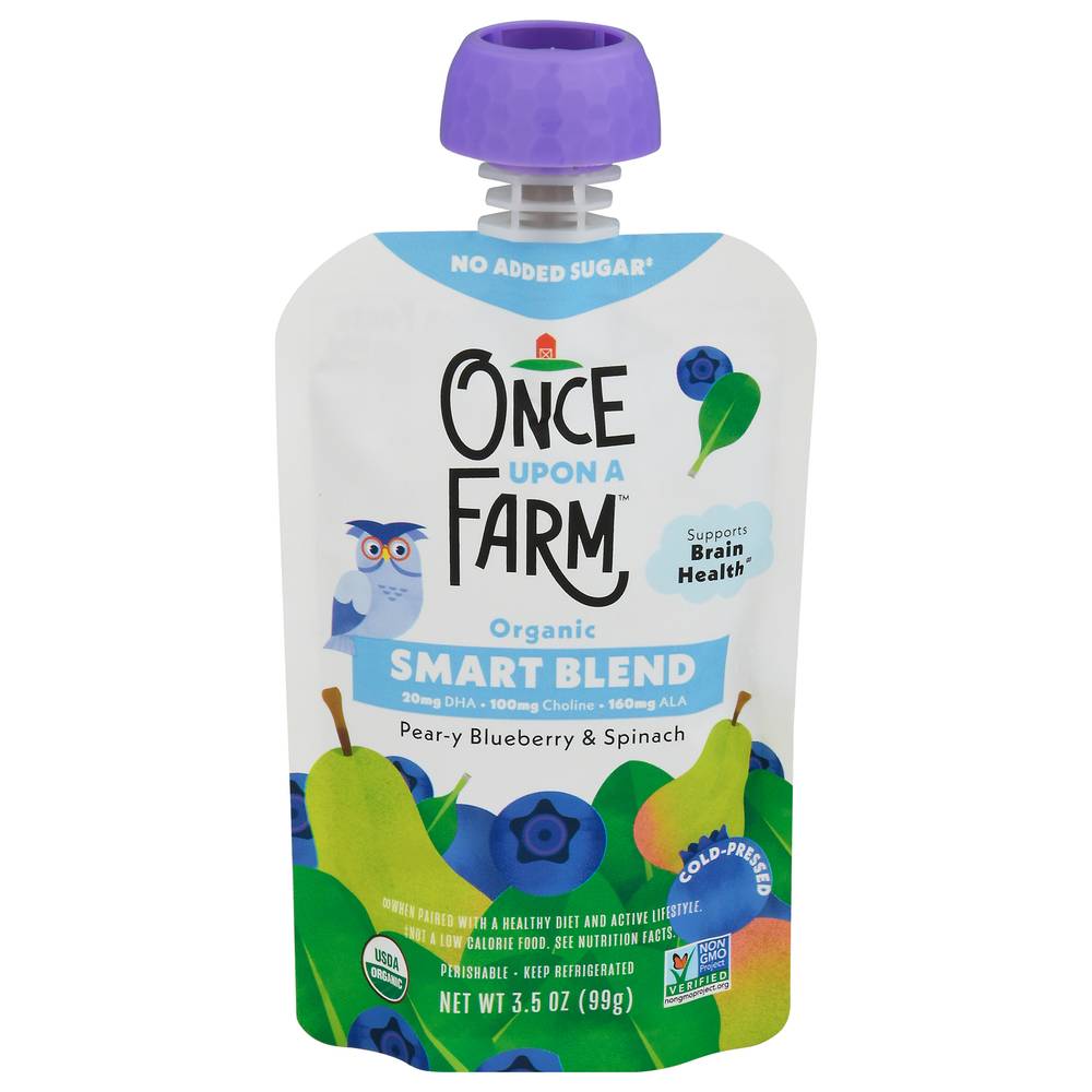 Once Upon a Farm Smart Blend Pear-Y Blueberry & Spinach Flavor Organic Baby Food (3.5 oz)