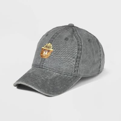 Smokey Bear The Bear Baseball Hat, Women, One Size, Black Wash