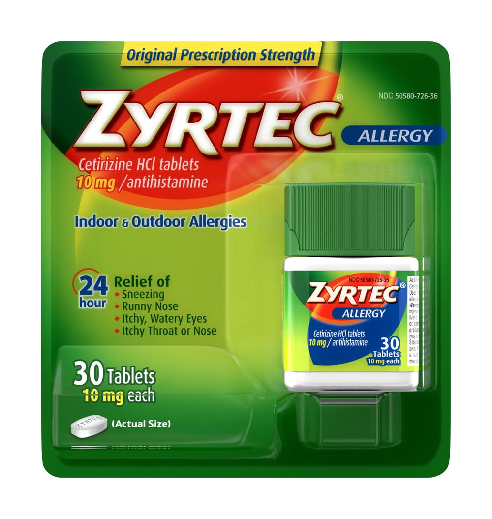 Zyrtec 10 Mg 24 Hour Allergy Relief With Cetirizine Hcl Tablets (30 ct)