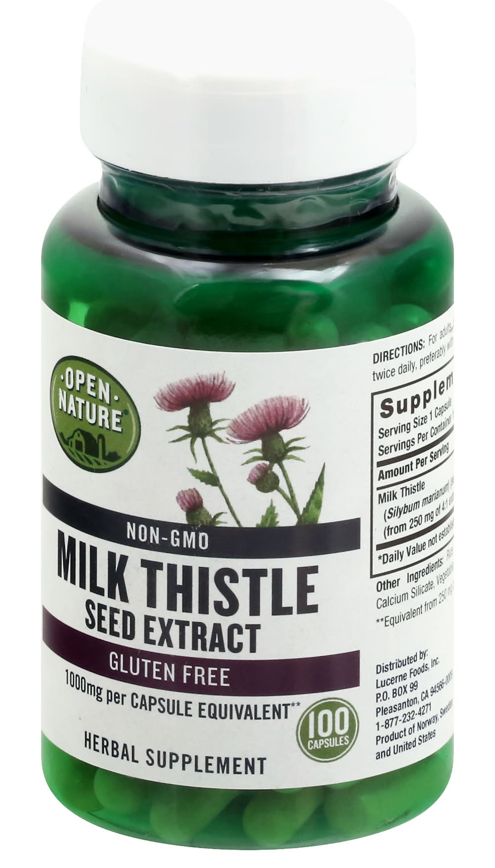 Open Nature Milk Thistle Seed Extract Herbal Capsules (4.3 oz)