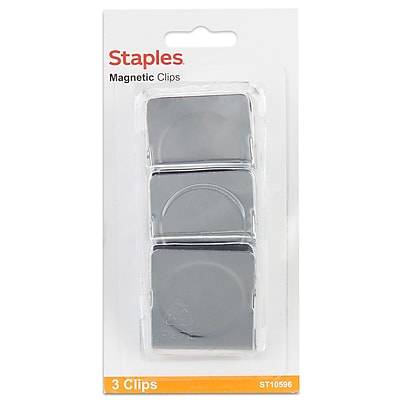 Staples Magnetic Clips, 1.75W, Silver, 3/Pack (10596)