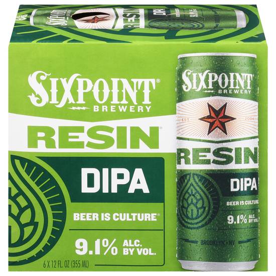 Sixpoint Brewery Resin Dipa Beer (6 pack, 12 fl oz)