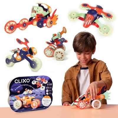 Clixo Space Mission Glow pack Educational Magnetic Building Toys (30 ct)