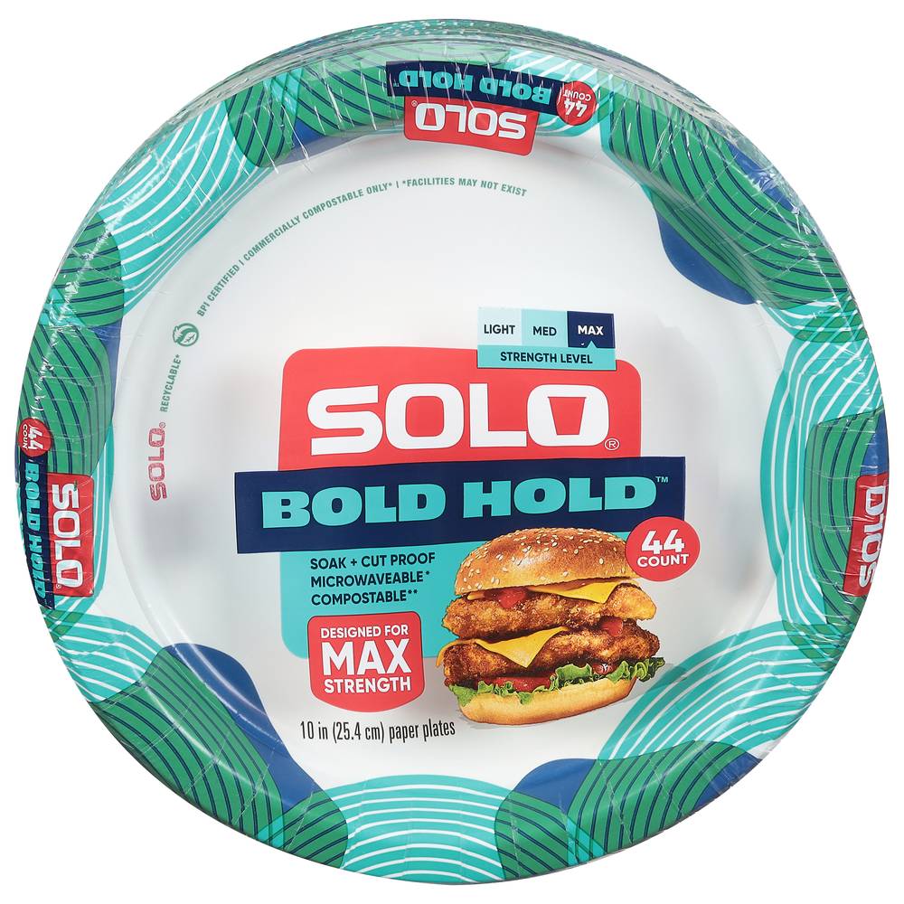 Solo Bold Hold Max Paper Plates, 10 in (44 ct)