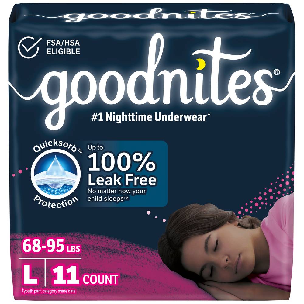 GoodNites Girls Nighttime Underwear, L (20 oz)
