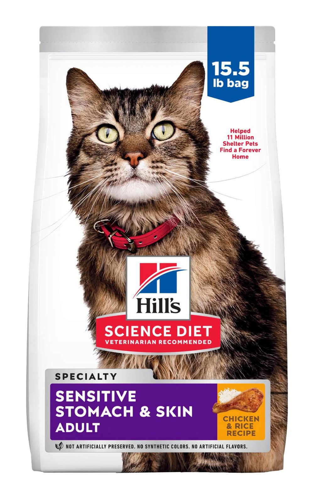 Hill's® Science Diet® Sensitive Stomach & Skin Adult Dry Cat Food - Chicken (Flavor: Chicken & Rice, Color: Assorted, Size: 15.5 Lb)