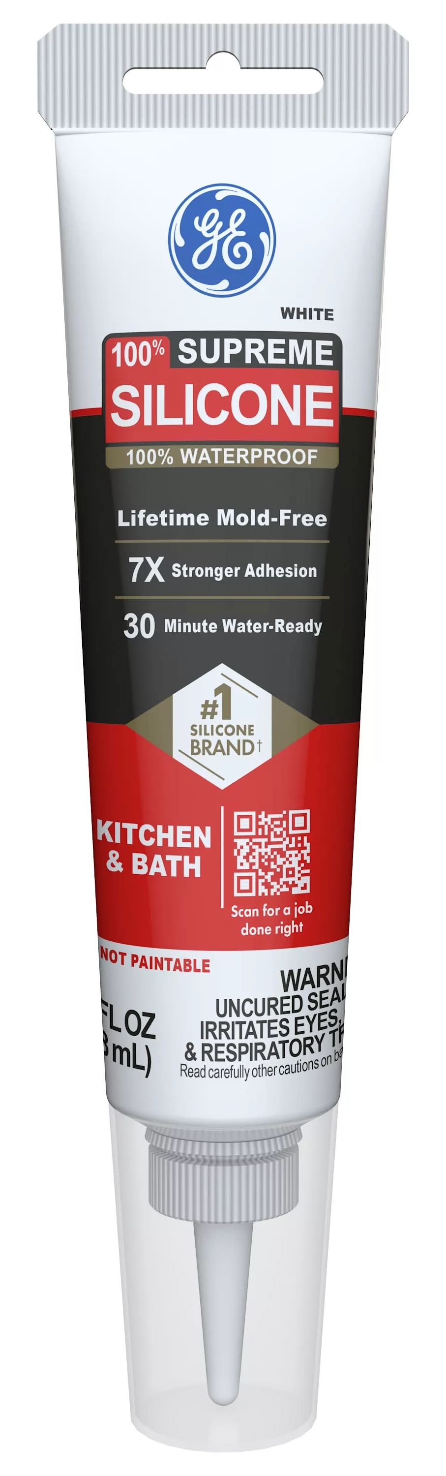 GE Supreme Silicone 2.8-oz Kitchen and Bath White Silicone Caulk