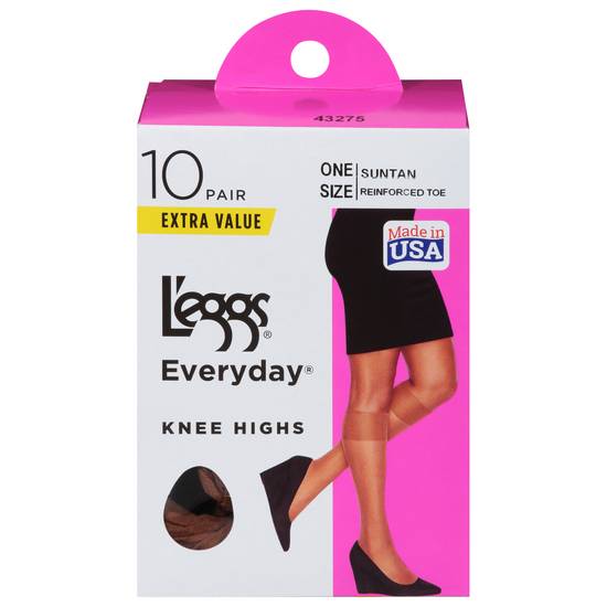 L'eggs Everyday Extra Value Suntan Knee Highs 1 Size (10 ct)
